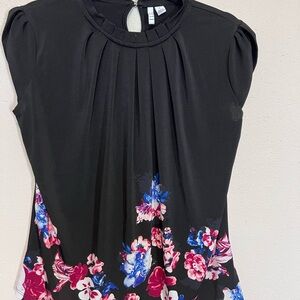 Floral Black Top